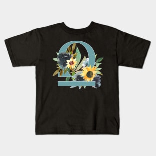 Libra Horoscope Zodiac Blue Sunflower Design Kids T-Shirt